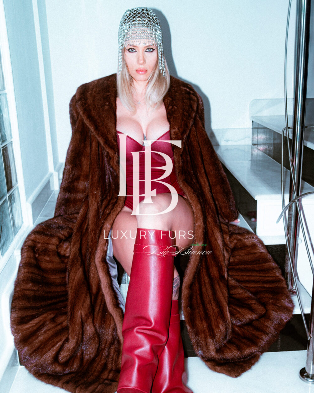 Long russian mink coat