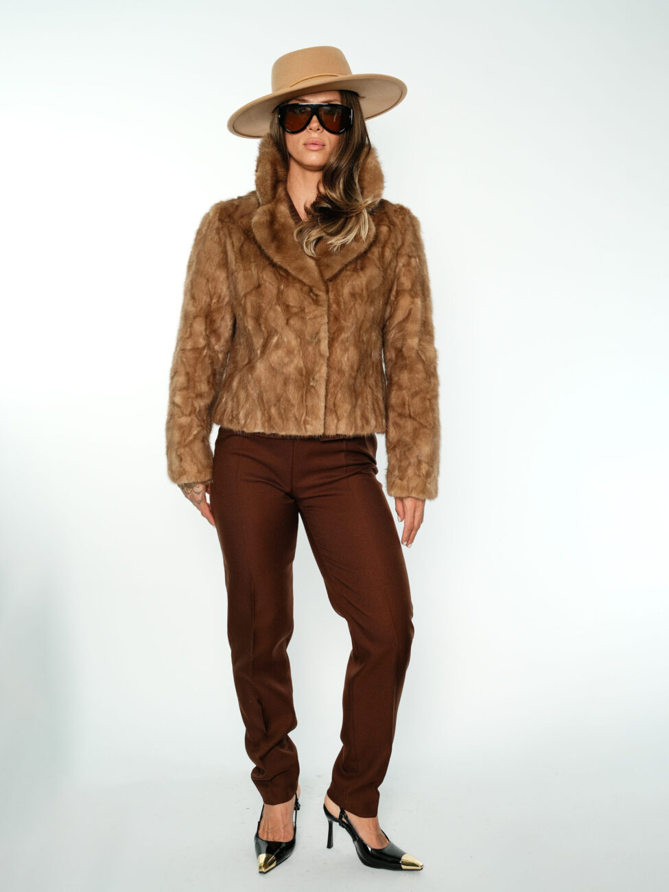 Cappucinno short mink coat